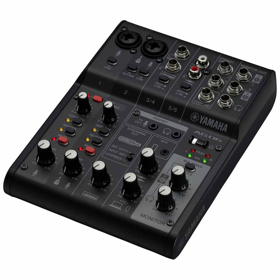 Yamaha AG06MK2 6-Channel Live Streaming Loopback Audio USB Mixer in Black