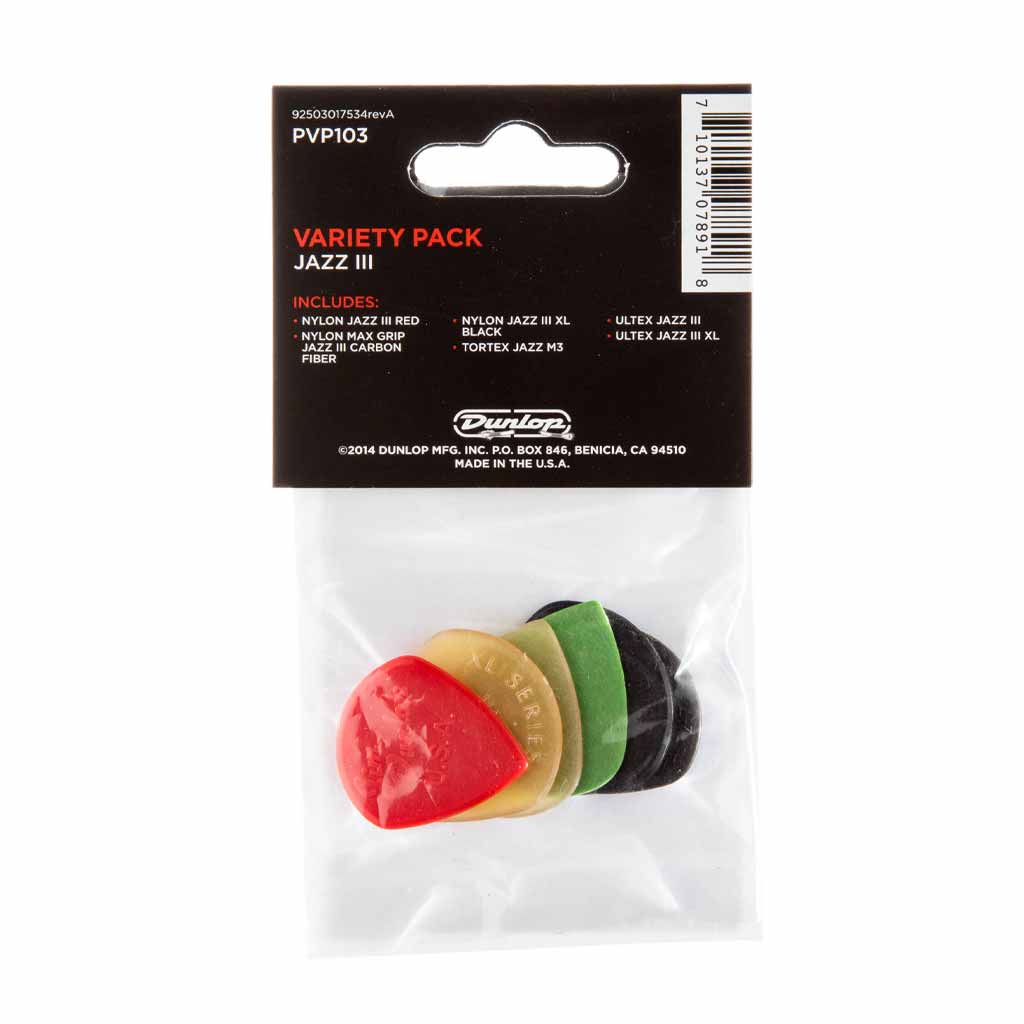 Dunlop Jazz III Guitar Pick Variety Pack