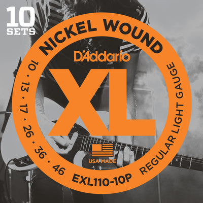 D'Addario EXL110-10P Nickel Wound LightElectric Guitar Strings 10-46 10 Pack