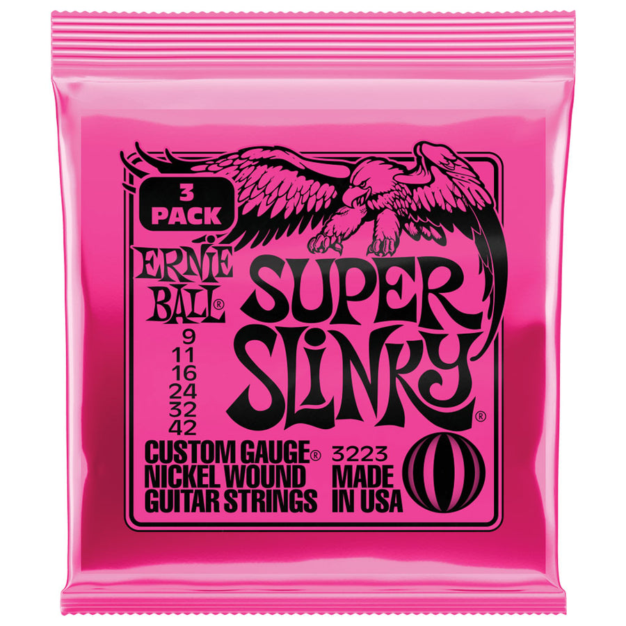 Ernie Ball Super Slinky 9-42 Electric Guitar Strings 3 Pack