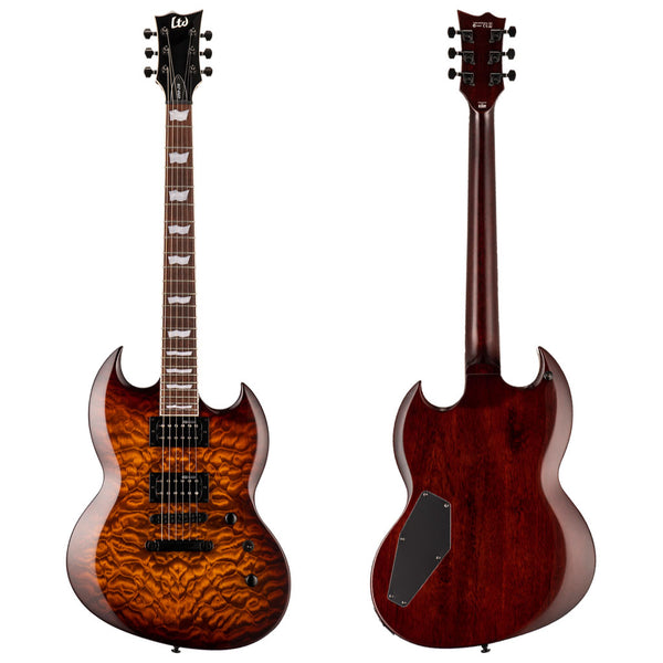 ESP LTD Viper-256QM Electric Guitar - Dark Brown Sunburst ESP
