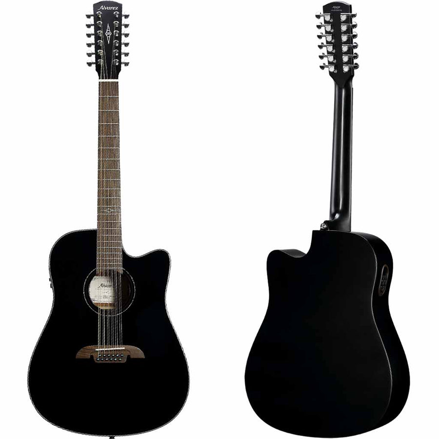 Alvarez AD60ce 12-String Black Artist Series Dreadnought Acoustic Guitar