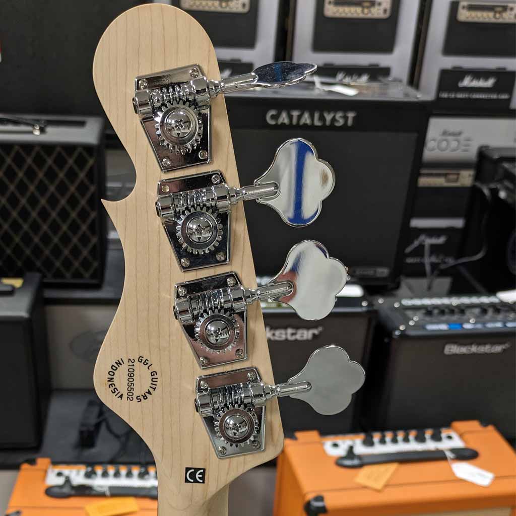 B Stock G&L JB2 4 String Bass Guitar Back of Headstock