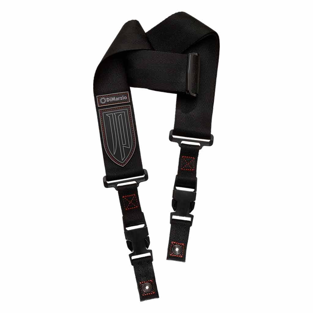 DiMarzio DD2200JPBK John Petrucci Nylon Quick Release Guitar Strap in Black with Red Stitching
