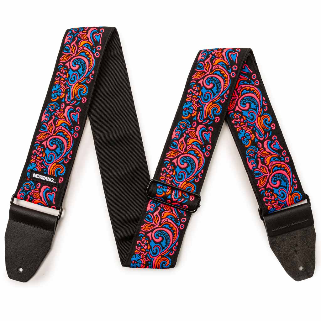 Dunlop Jimi Hendrix Blacklight Love Drops Pink Guitar Strap