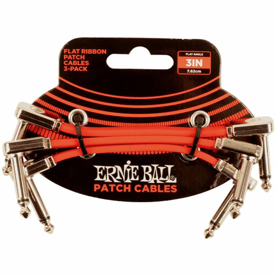 Ernie Ball Flat Ribbon 3 Inch Patch Cable 3 Pack in White