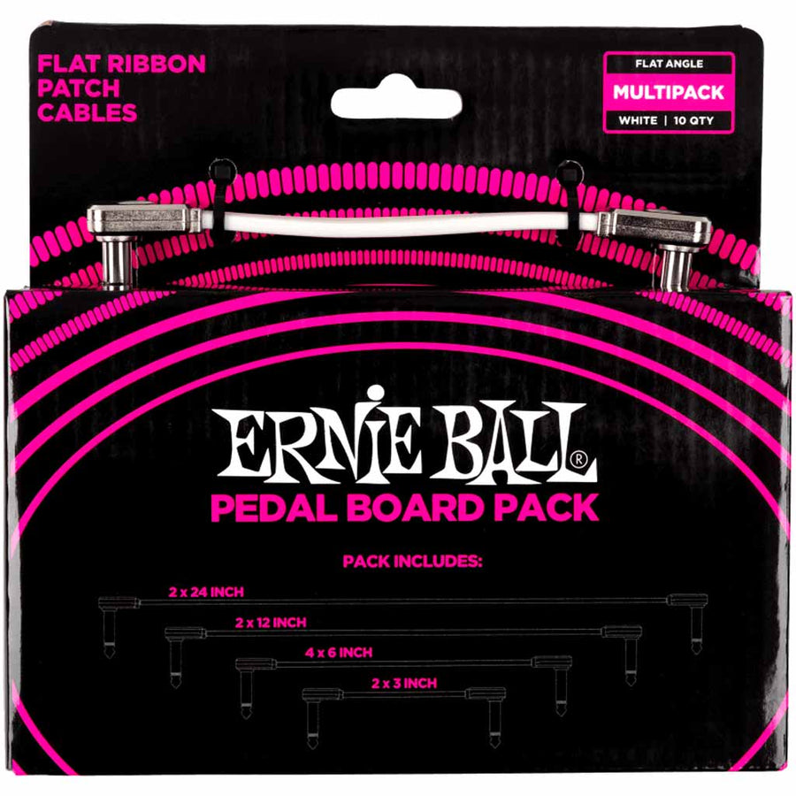 Ernie Ball Flat Ribbon Patch Cables Pedalboard Multi-Pack in Black