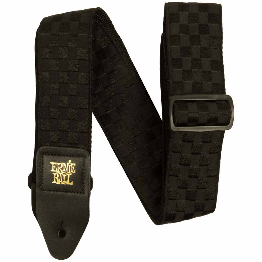 Ernie Ball Classic Jacquard Guitar and Bass Strap in Black Checkers