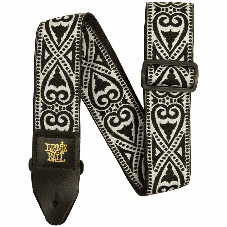 Ernie Ball Classic Jacquard Guitar and Bass Strap in Black Heart