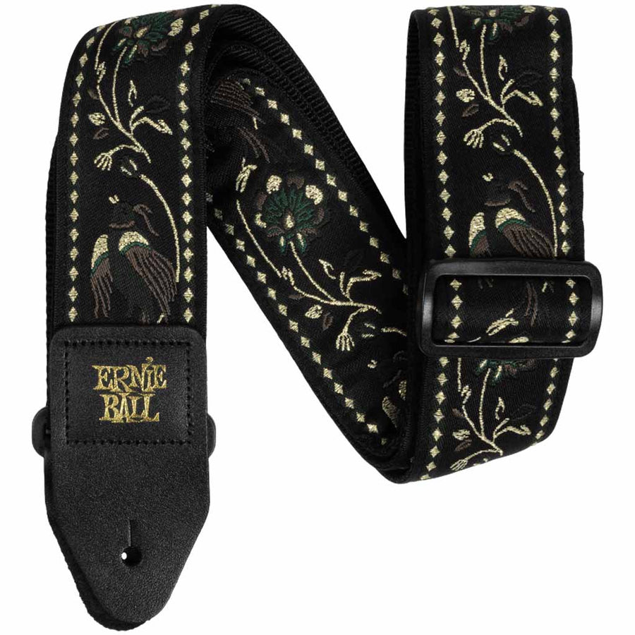 Ernie Ball Classic Jacquard Guitar and Bass Strap in Black Pleasant Pheasant