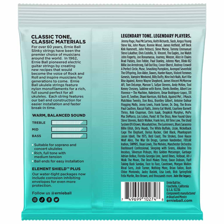 Ernie Ball Concert/Soprano Nylon Ball End Ukulele Strings in Black