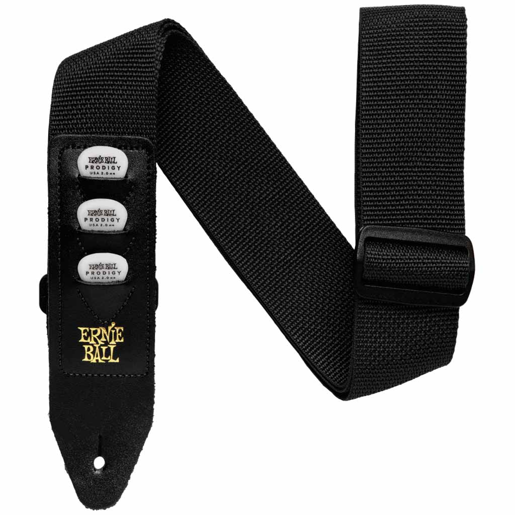 Ernie Ball Polypro Pickholder Guitar/Bass Strap in Black