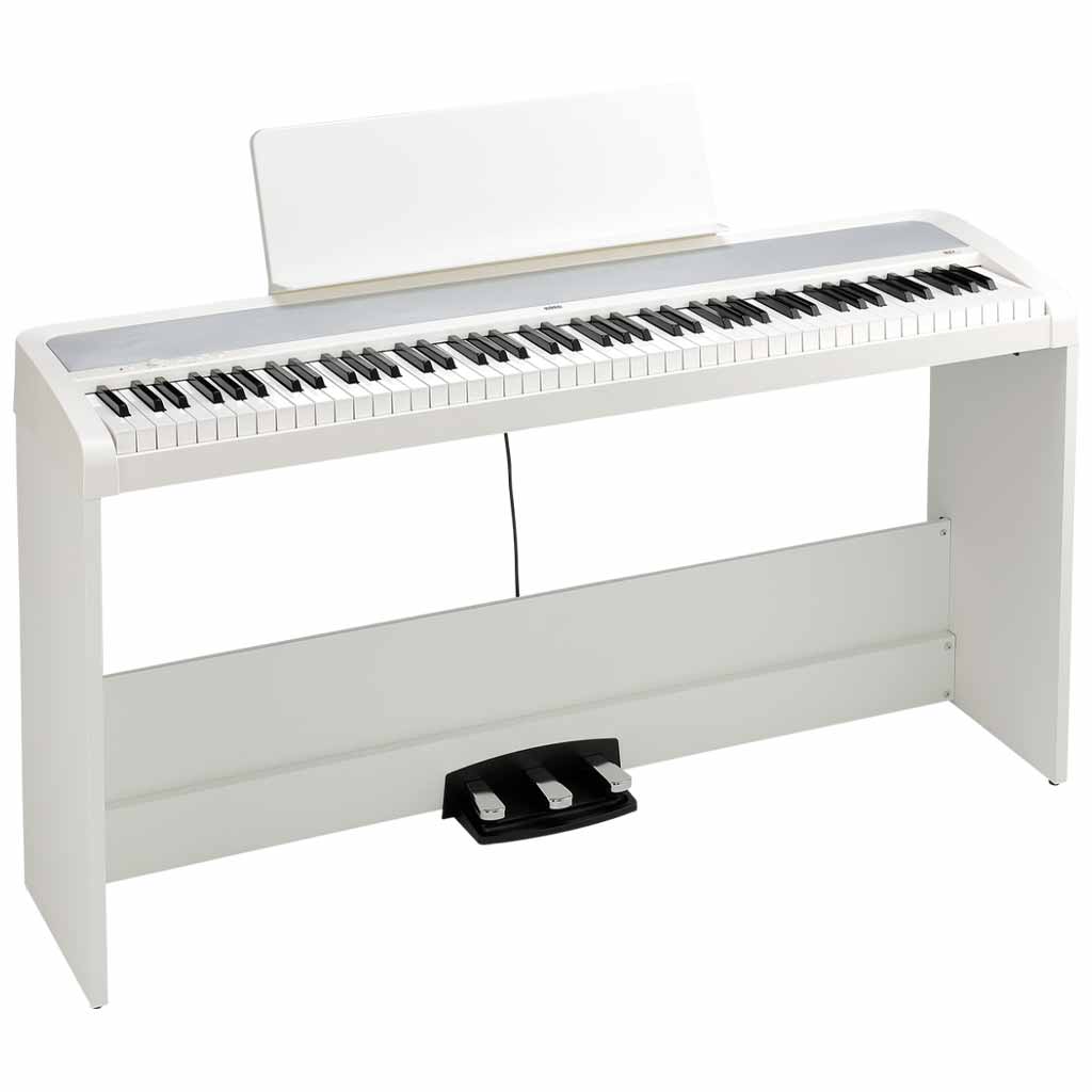 Korg B2+SP 88-Key Portable Digital Piano with Stand and Pedals in White