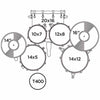 Mapex Comet Series Drum Kit with 20" Bass Drum Configuration Diagram