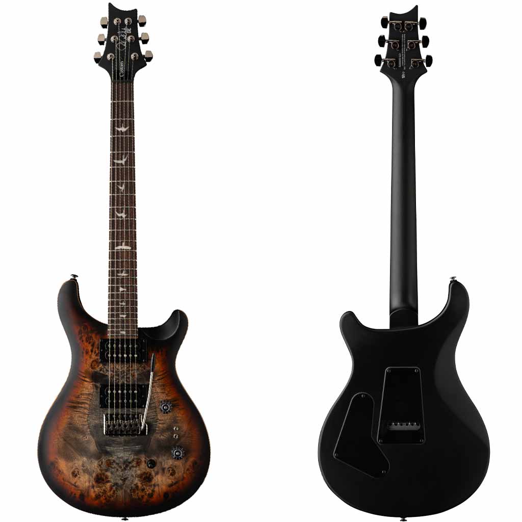 Paul Reed Smith SE Custom 24-08 Poplar Burl Limited Edition Electric Guitar in Charcoal Cherry Midnight Burst