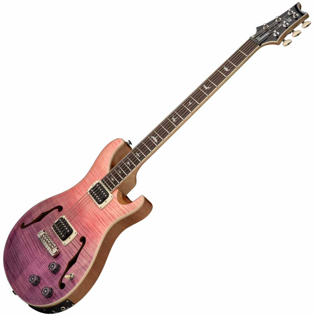 PRS SE Ed Sheeran Hollowbody I Piezo Baritone Electric Guitar in Pink Ombre
