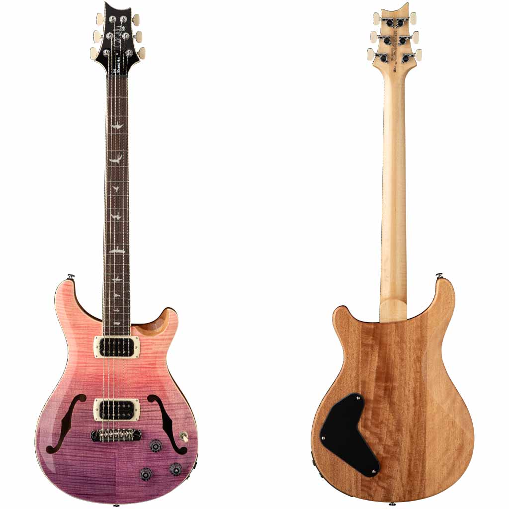 PRS SE Ed Sheeran Hollowbody I Piezo Baritone Electric Guitar in Pink Ombre