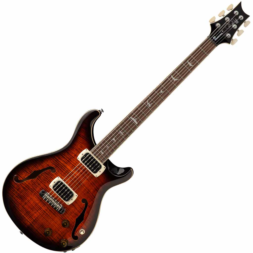 PRS SE Ed Sheeran Hollowbody I Piezo Baritone Electric Guitar in Orange Tiger Smokeburst