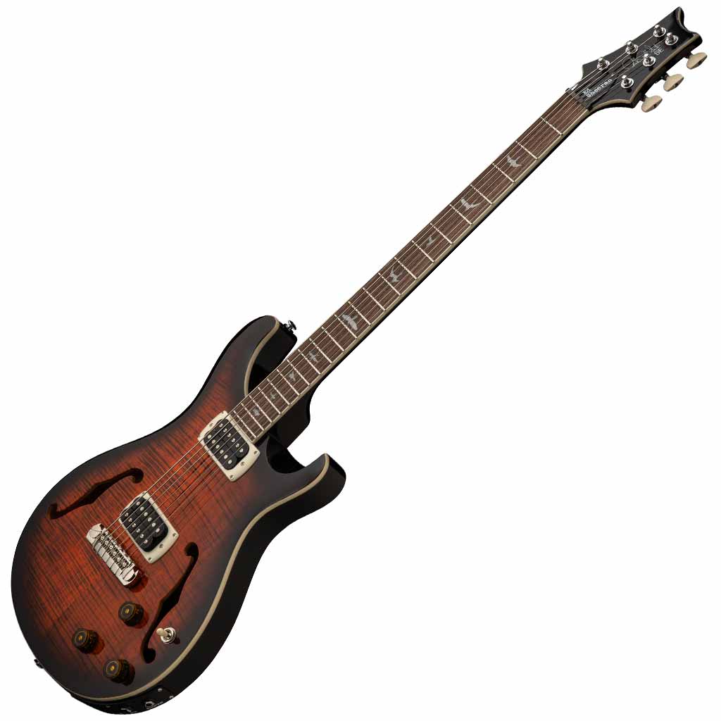 PRS SE Ed Sheeran Hollowbody I Piezo Baritone Electric Guitar in Orange Tiger Smokeburst