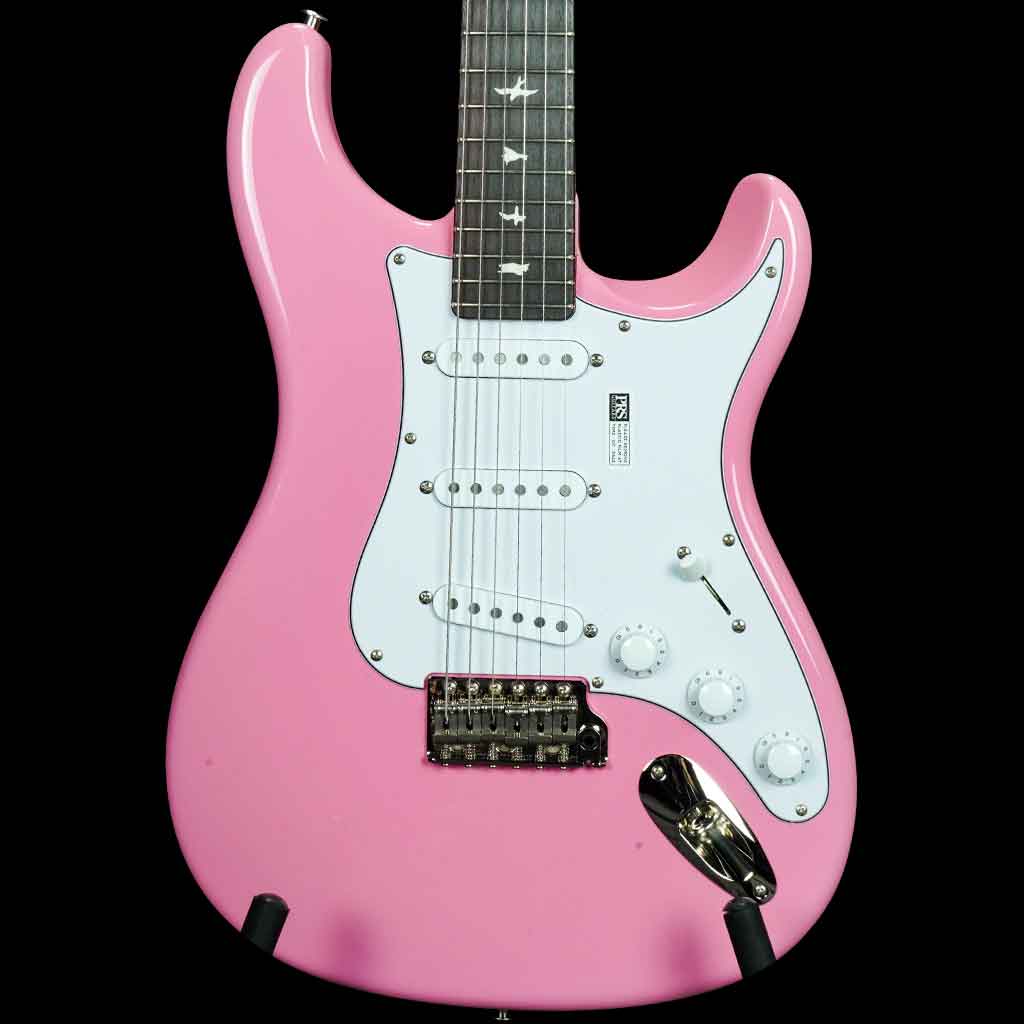 Pink and white electric guitar hotsell