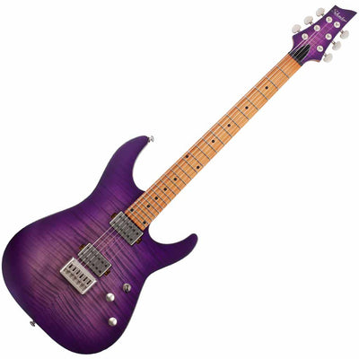 Schecter C-1 Standard Plus Electric Guitar in Transparent Purple Burst