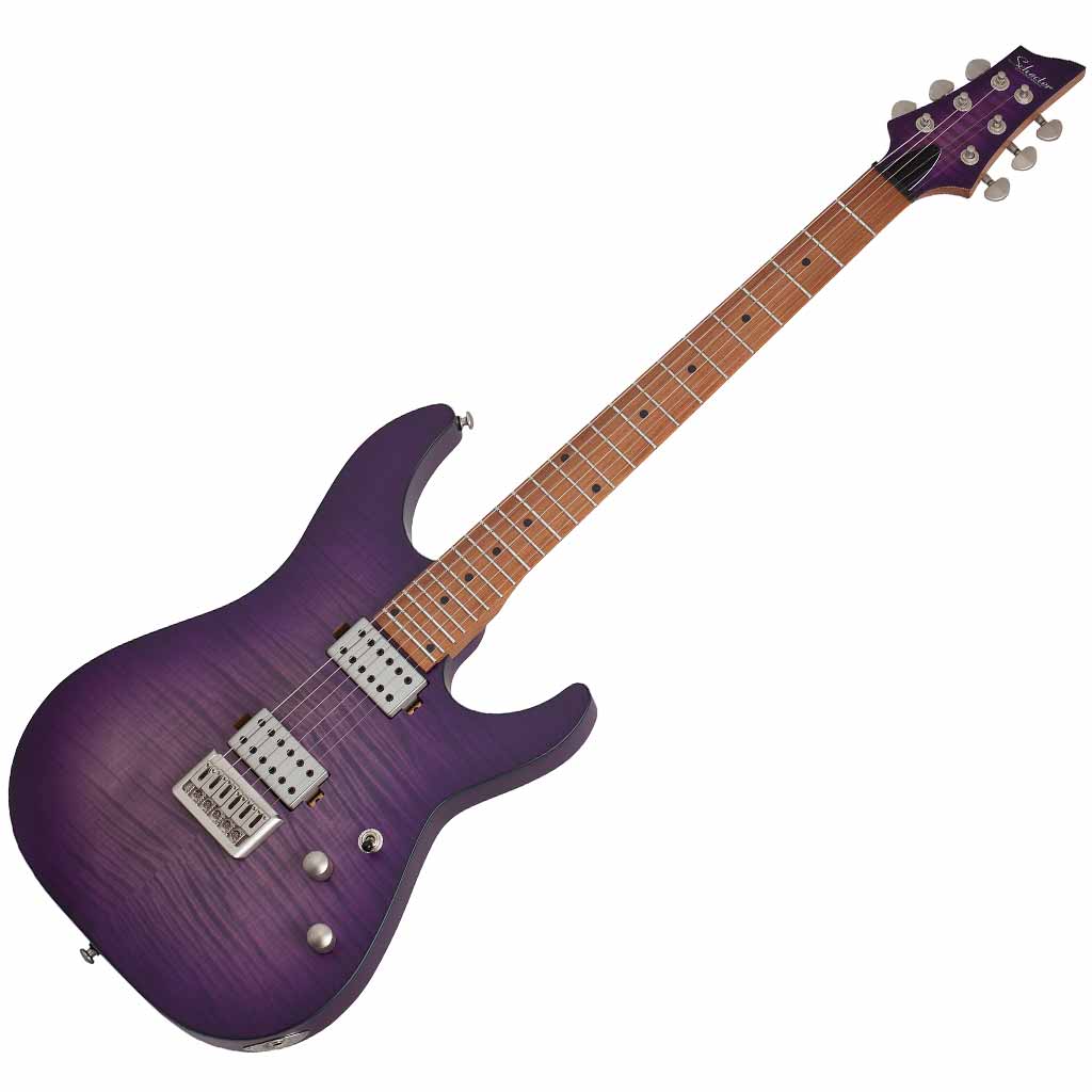 Schecter C-1 Standard Plus Electric Guitar in Transparent Purple Burst