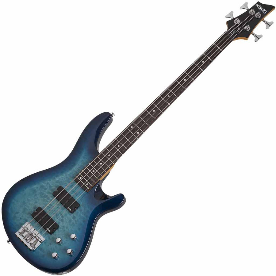 Schecter C-4 Plus 4 String Bass Guitar in Ocean Blue Burst