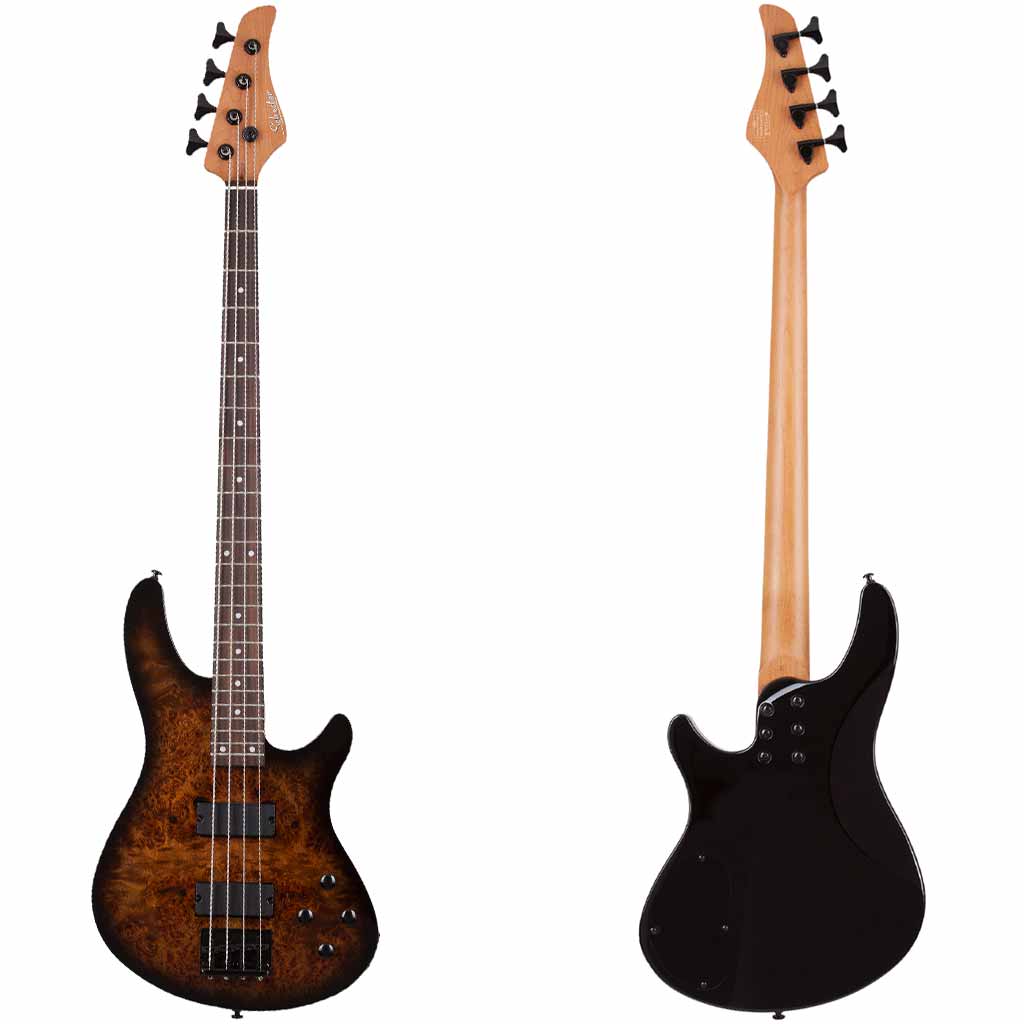 Schecter C-4 Standard 4-String Bass Guitar in Tobacco Burl