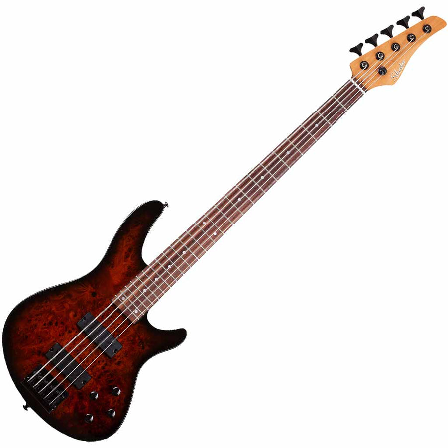 Schecter C-5 Standard 5-String Bass Guitar in Tobacco Burl