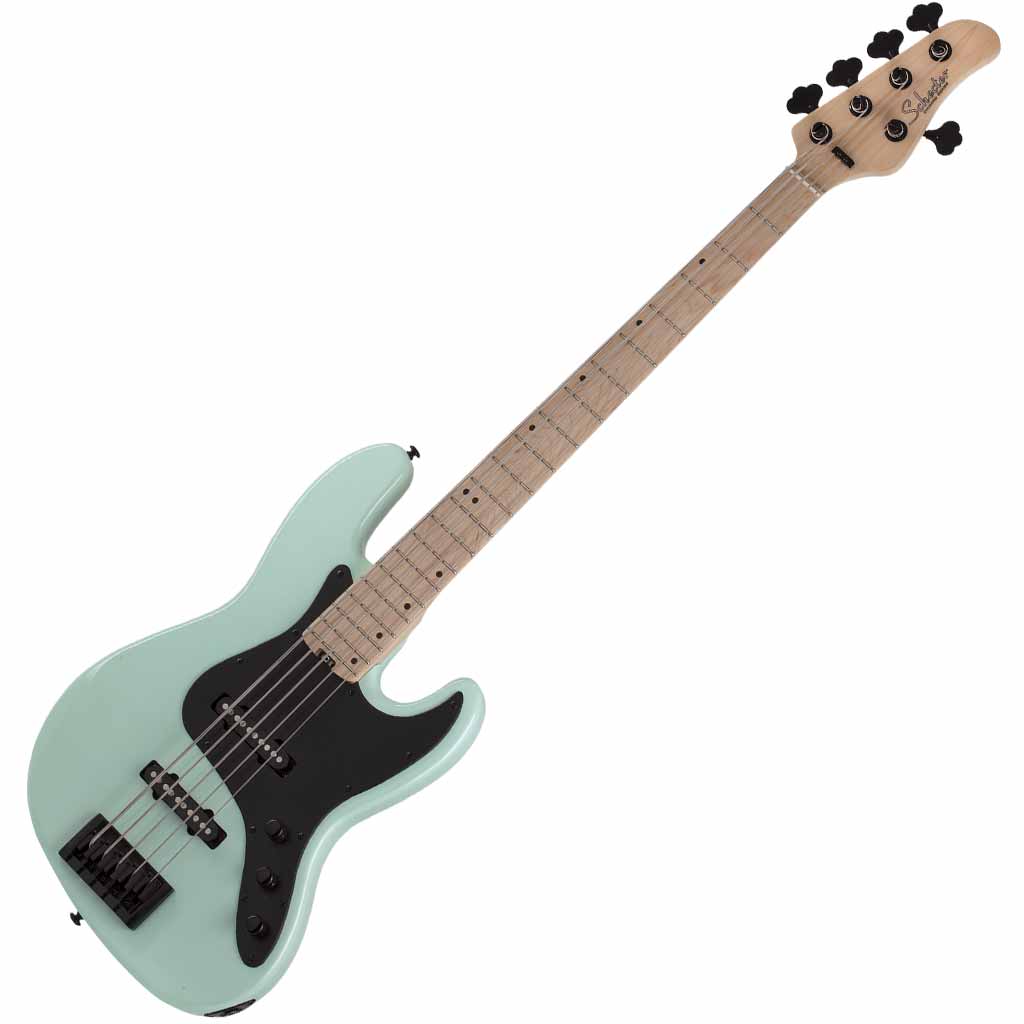 Schecter J-5 5 String Bass Guitar in Sea Foam Green
