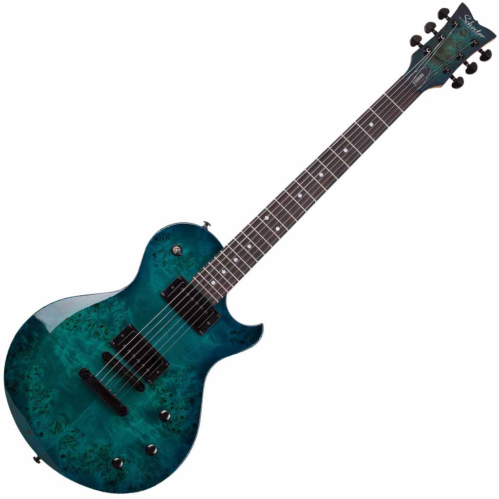 Schecter Solo-II Standard Electric Guitar in Ocean Blue Burst Burl