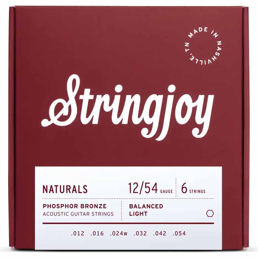 Stringjoy Naturals 12-54 Light Gauge Phosphor Bronze Acoustic Guitar Strings