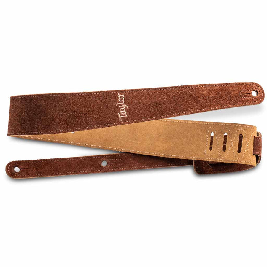 Taylor Embroidered Suede Guitar Strap Chocolate Brown