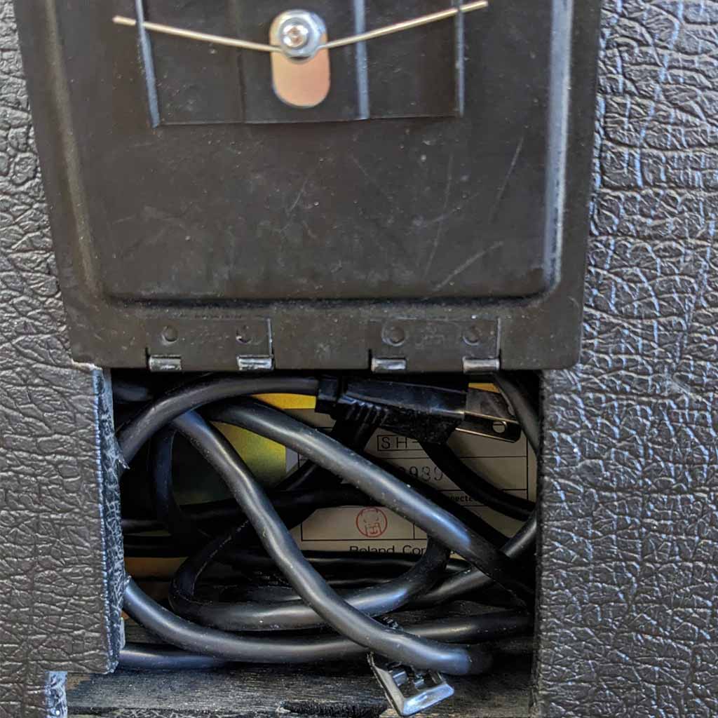 Used Roland SH-5 Vintage Monophonic Analog Synthesizer Power Cable Compartment