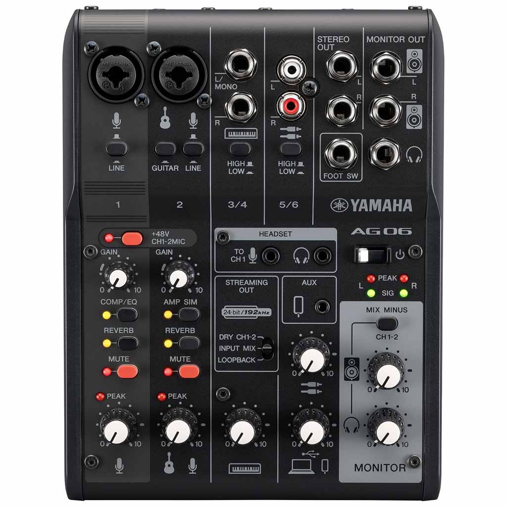 Yamaha AG06MK2 6-Channel Live Streaming Loopback Audio USB Mixer in Black