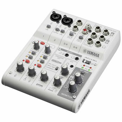 Yamaha AG06MK2 6-Channel Live Streaming Loopback Audio USB Mixer in White