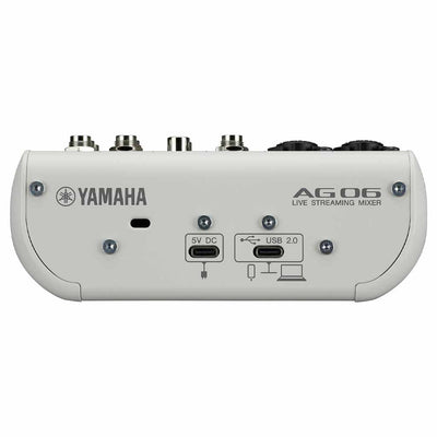 Yamaha AG06MK2 6-Channel Live Streaming Loopback Audio USB Mixer in White