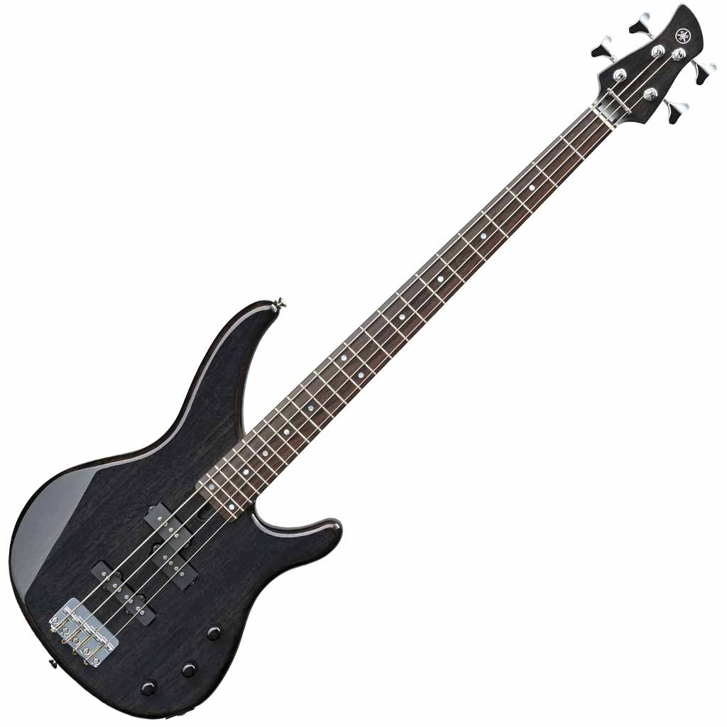 Yamaha TRBX174EW 4-String Bass Guitar with Exotic Wood Top in Translucent Black