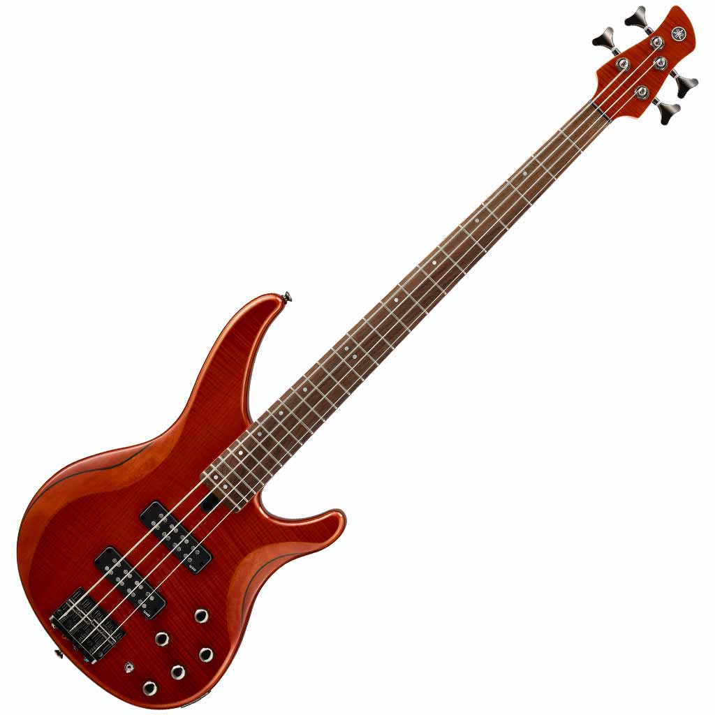 Yamaha TRBX604FM 4 String Bass Guitar with Flame Maple Top in Caramel Brown