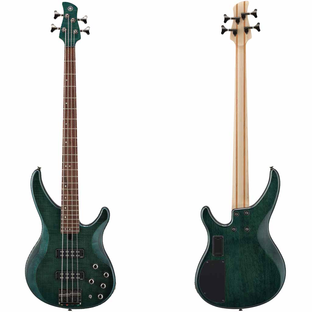 Yamaha TRBX604FM 4 String Bass Guitar with Flame Maple Top in Indigo Blue