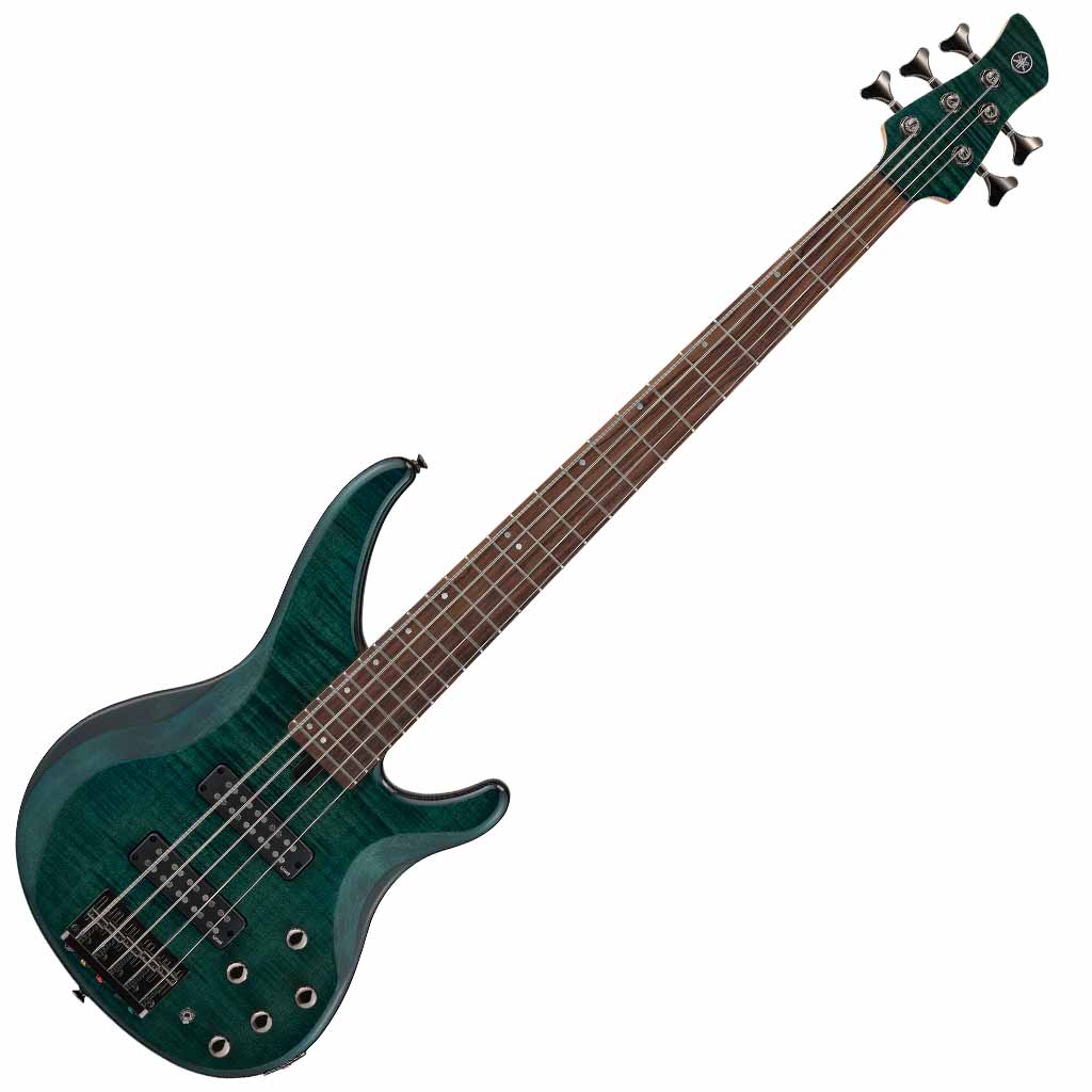 Yamaha TRBX605FM 5-String Bass Guitar with Flame Maple Top in Indigo Blue