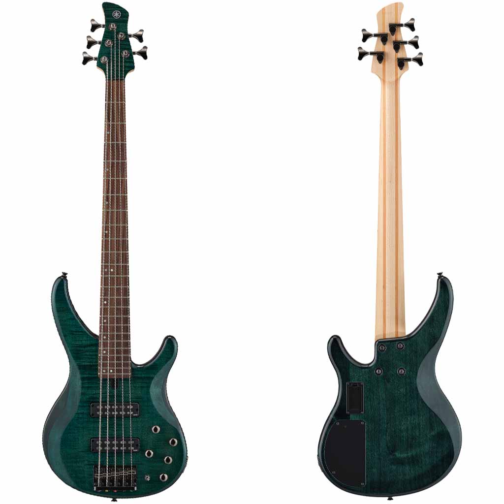 Yamaha TRBX605FM 5-String Bass Guitar with Flame Maple Top in Indigo Blue