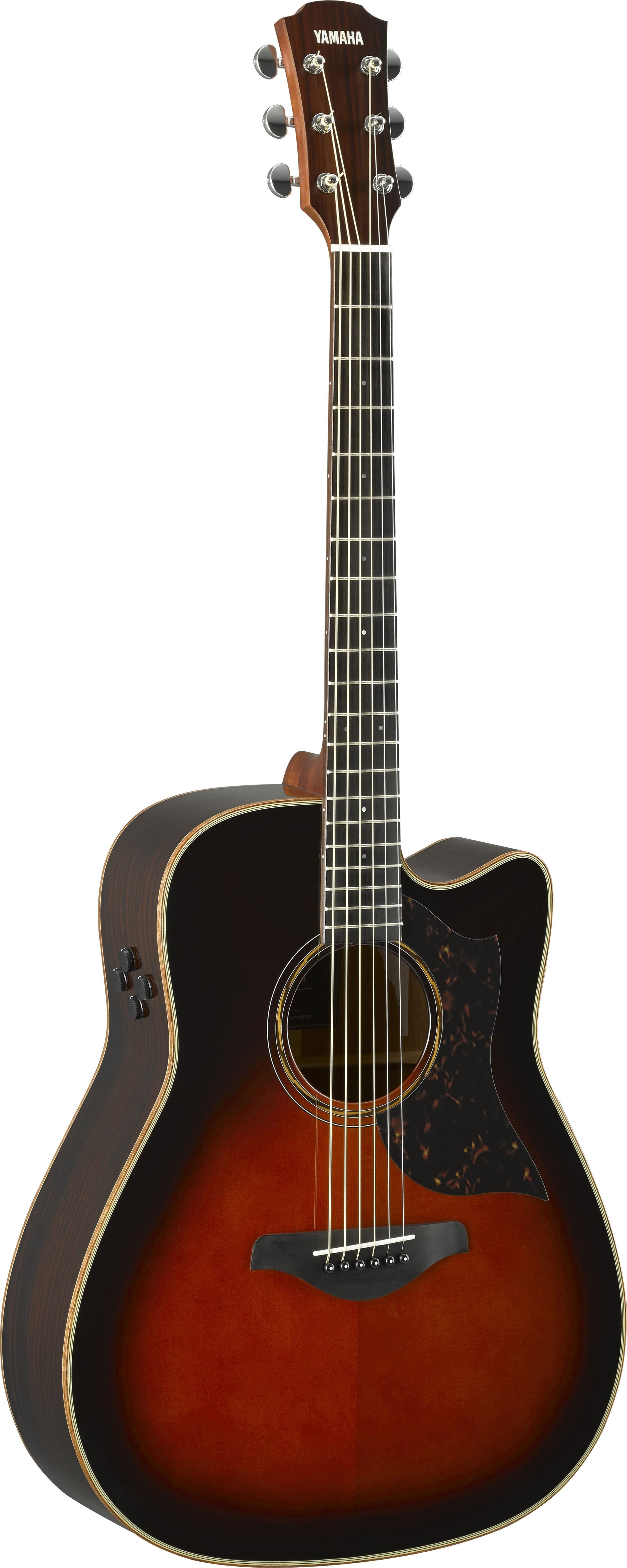tobacco brown guitar Yamaha FSX315C Cutaway Acoustic Electric Sunburst Chicago Music Exchange rosewood fingerboard and bridge and has a natural finish Yamaha F335 Acoustic Guitar Pack
