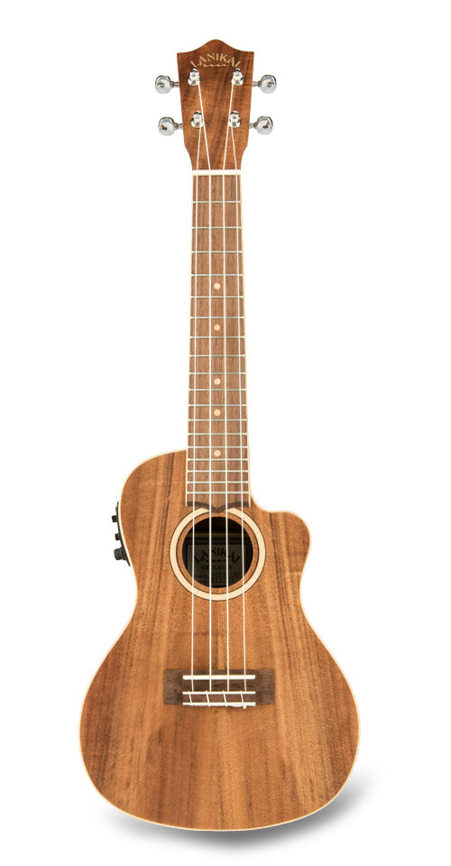 Lanikai Solid Acacia Concert Ukulele w/ Electronics and Hard Case