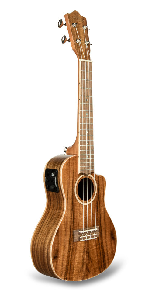 Lanikai Solid Acacia Concert Ukulele w/ Electronics and Hard Case