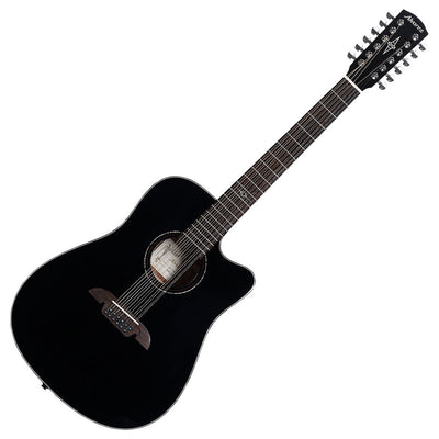Alvarez AD60-12CE Artist 12-String Series Dreadnought Acoustic Electric Guitar in Gloss Black