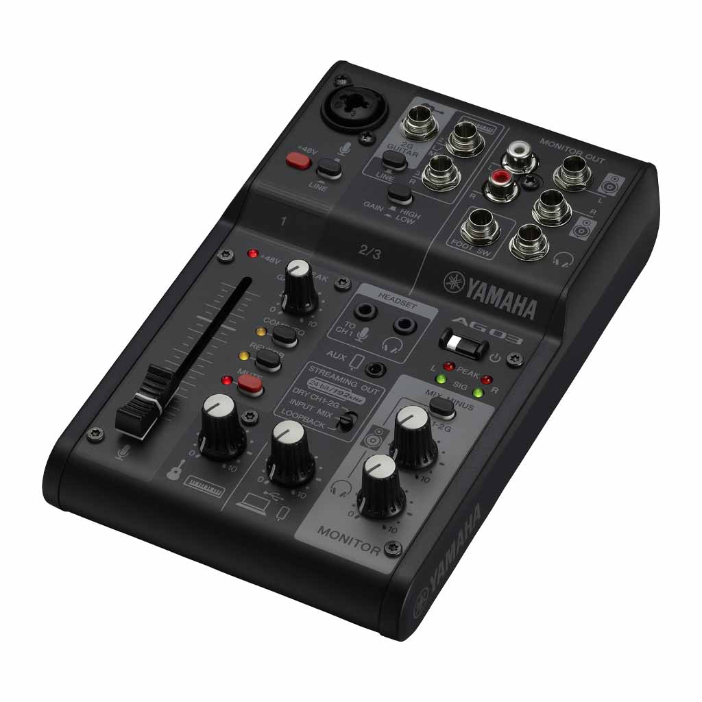 Yamaha AG03MK2 3-Channel Live Streaming Loopback Audio USB Mixer in Black