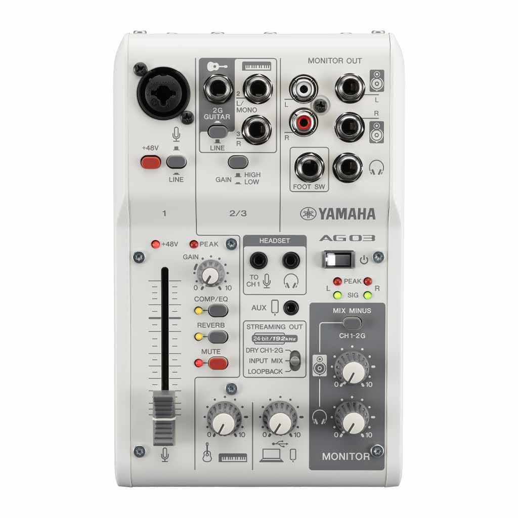 Yamaha AG03MK2 3-Channel Live Streaming Loopback Audio USB Mixer in White