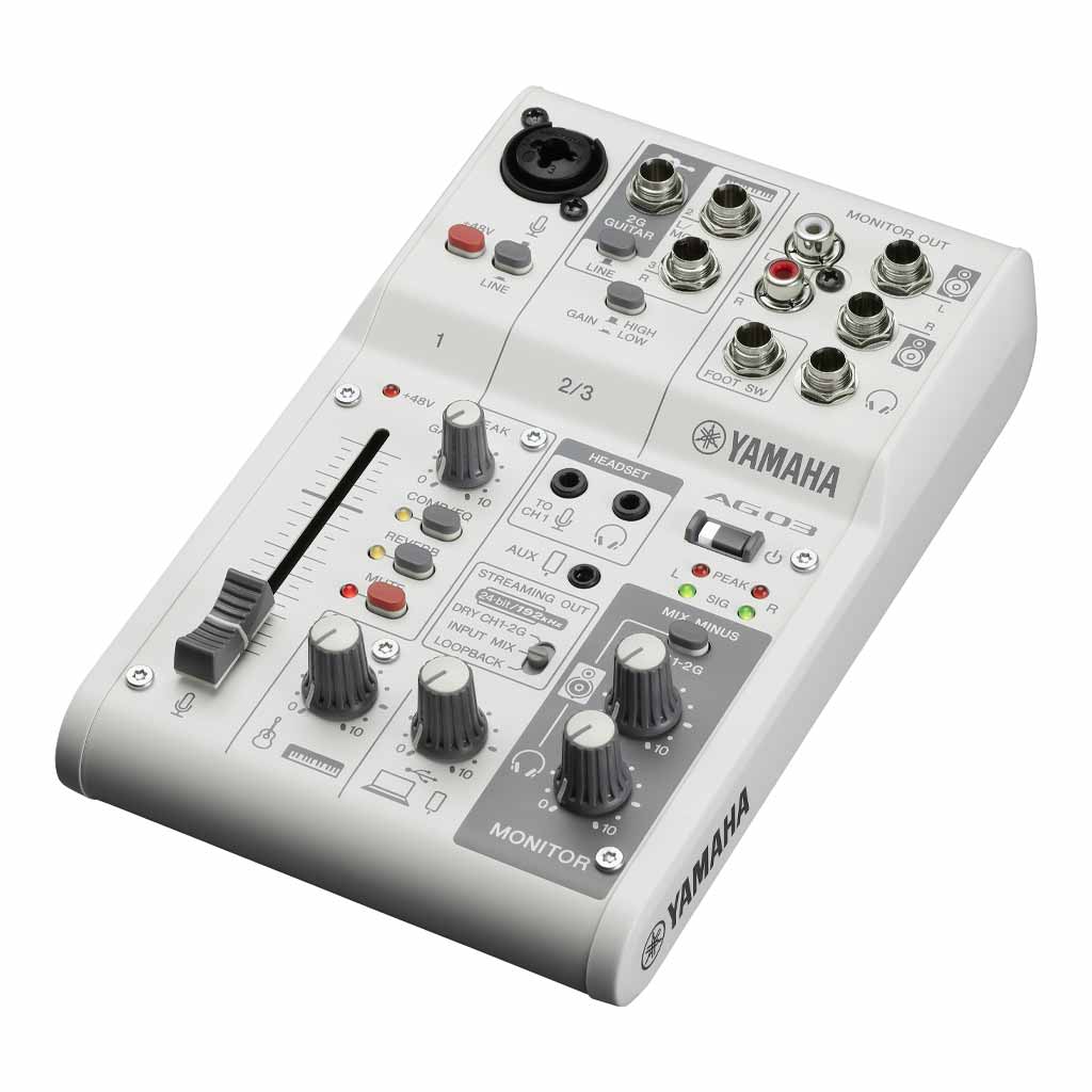 Yamaha AG03MK2 3-Channel Live Streaming Loopback Audio USB Mixer in White