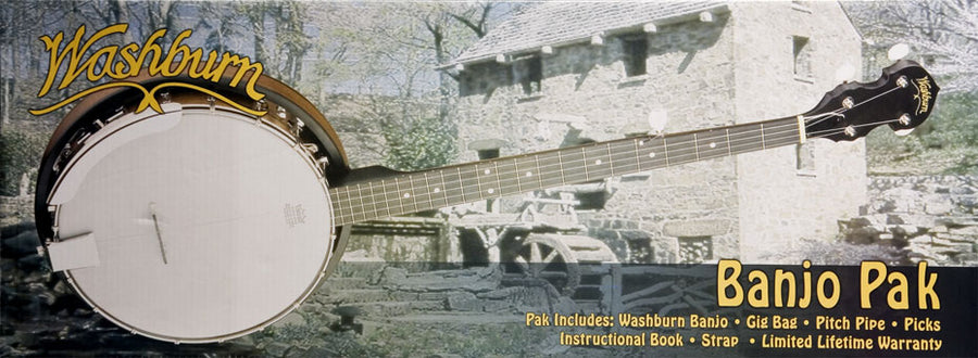Washburn B8K 5-String Resonator Banjo Pack